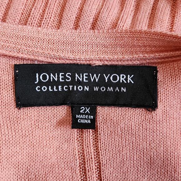 Jones New York Womens Salmon Colored Sweater Size 2X Lightweight Button Front - Picture 8 of 10